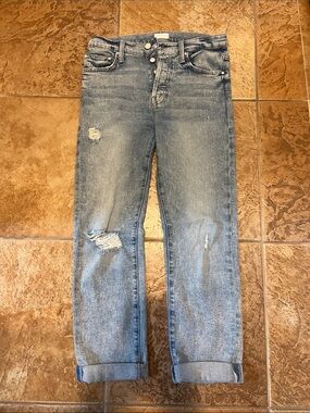MOTHER Light Blue Distressed Relaxed Men's Jeans